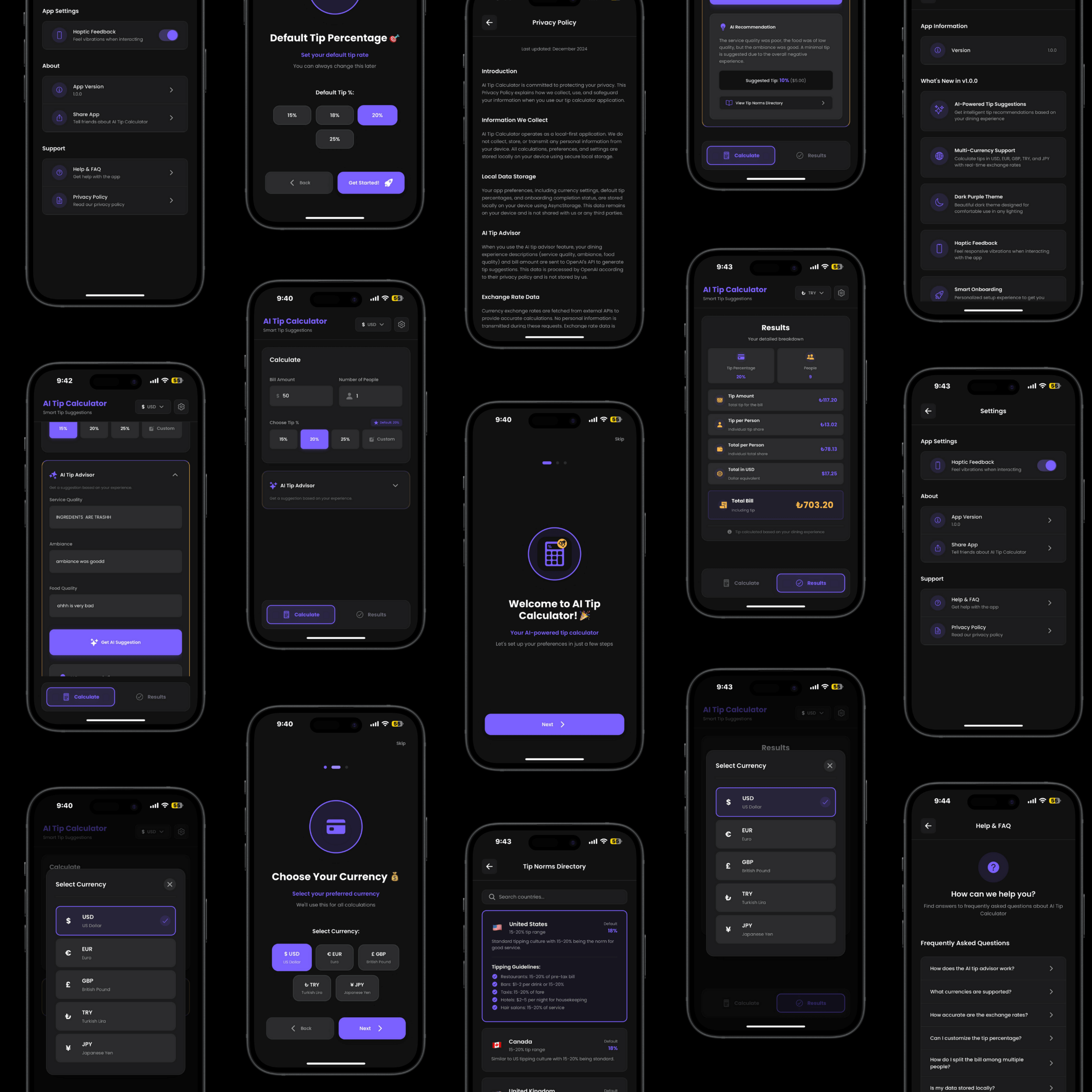 AI Tip Calculator App Interface Preview